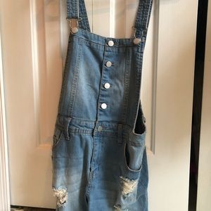 Francesca’s Denim Overall Shorts NWT